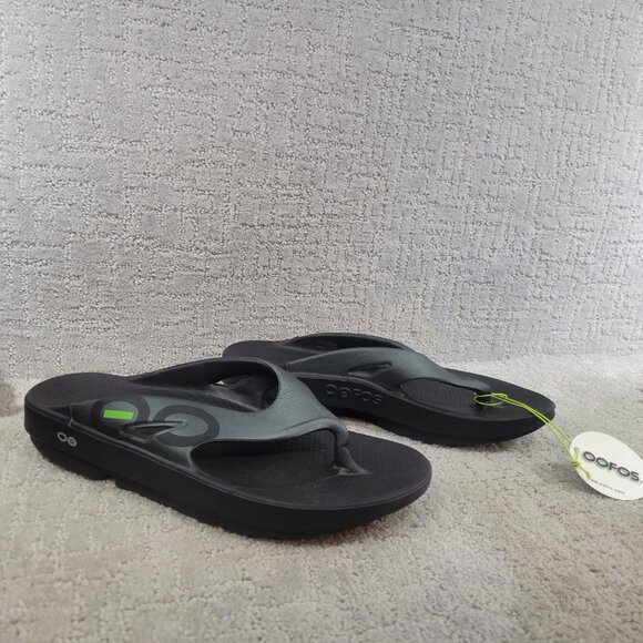 Oofos Original Unisex Size EU 45 US M12 W14 Black Sport Thong Flip Flop Sandals - Picture 1 of 9